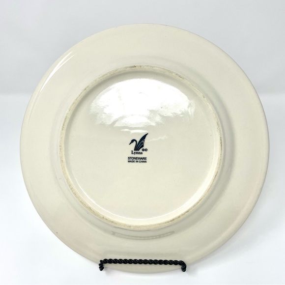 Vintage Lynn’s Stoneware Blue Band/ Blue Rings Pattern Dinner Plate 10 1/4” - Picture 4 of 6